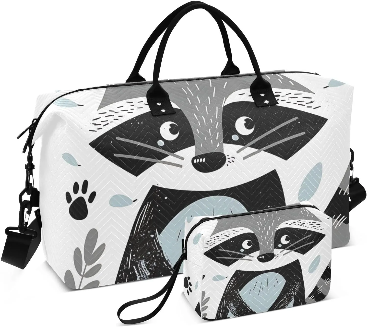 Duffel Bag for Traveling, Cut Raccoon Gym Bags with Multiple Interior Pockets for Women Men Toiletry Purse Included 20.5”x 1.9” x 13.8”