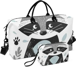 Duffel Bag for Traveling, Cut Raccoon Gym Bags with Multiple Interior Pockets for Women Men Toiletry Purse Included 20.5”x 1.9” x 13.8”