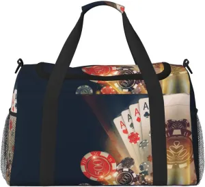 Duffle Bag for Travel, Casino Poker Chips Weekender Overnight Duffel Bag, Carry On Bag Gym Bag for Women Men, Personal Item Travel Bag