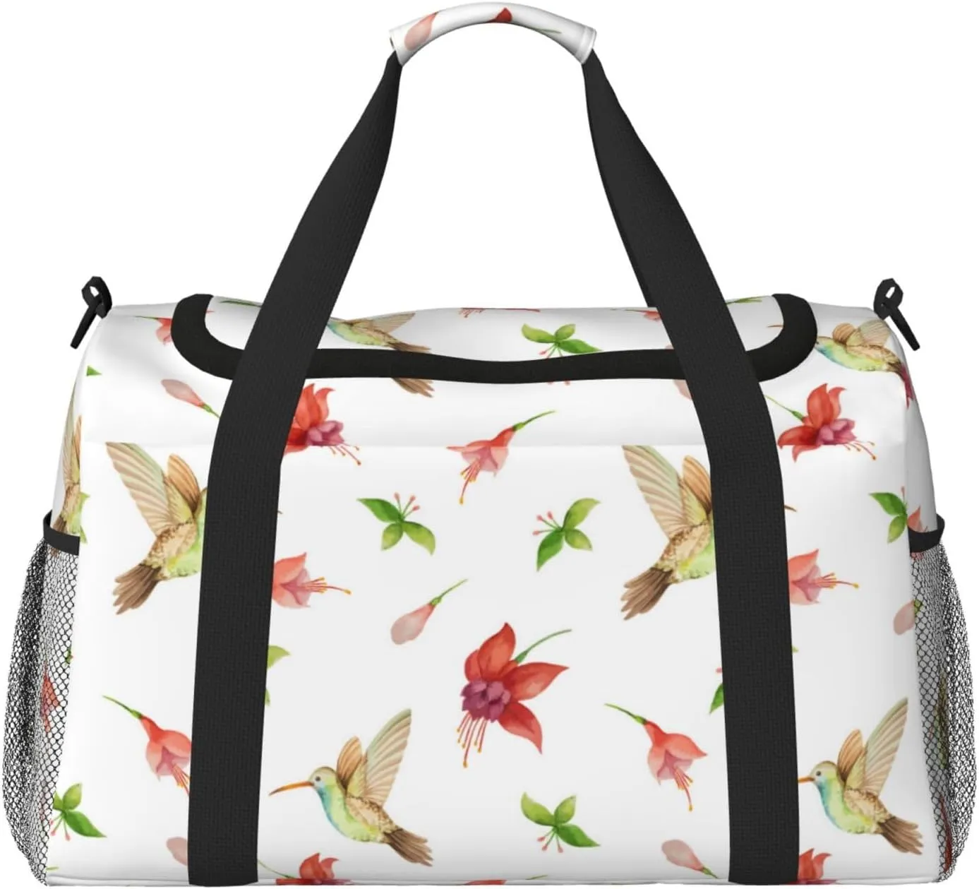 Duffle Bag for Travel, Flowers Hummingbird Weekender Overnight Duffel Bag, Carry On Bag Gym Bag for Women Men, Personal Item Travel Bag