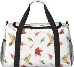 Duffle Bag for Travel, Flowers Hummingbird Weekender Overnight Duffel Bag, Carry On Bag Gym Bag for Women Men, Personal Item Travel Bag