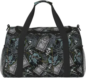 Duffle Bag for Travel, Grim Reaper Tombstones Pattern Weekender Overnight Duffel Bag, Carry On Bag Gym Bag for Women Men, Personal Item Travel Bag