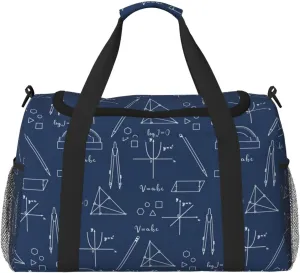 Duffle Bag for Travel, Math Print blue ruler Weekender Overnight Duffel Bag, Carry On Bag Gym Bag for Women Men, Personal Item Travel Bag