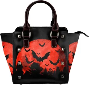 DWomen's Pu Leather Handbag Rivet Shoulder Bag Fashion Studded Top Handle Satchel Crossbody Tote Bag Punk Bag Purse