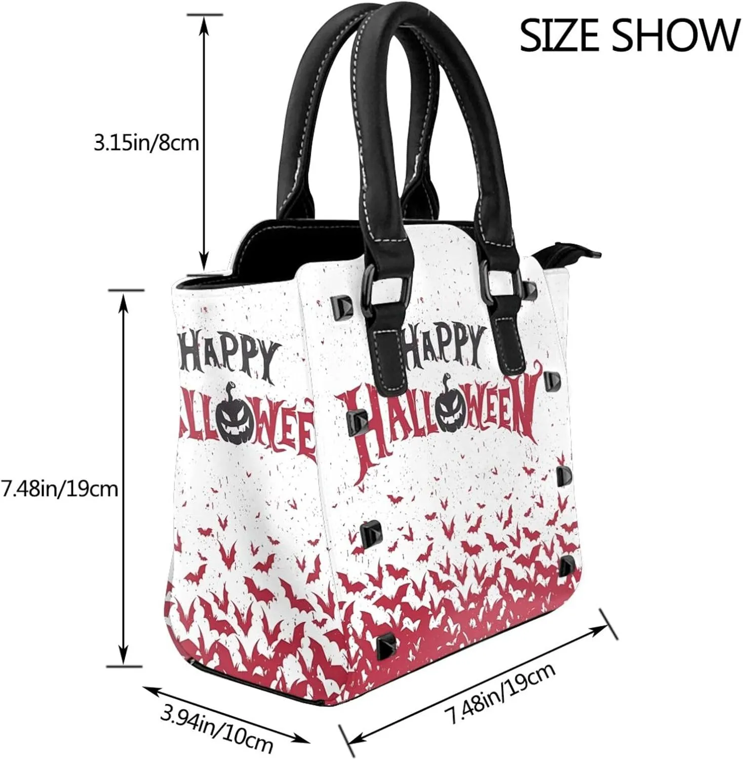 DWomen's Pu Leather Handbag Rivet Shoulder Bag Fashion Studded Top Handle Satchel Crossbody Tote Bag Punk Bag Purse