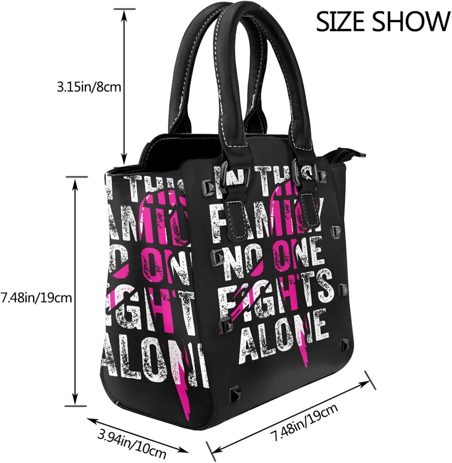 DWomen's Pu Leather Handbag Rivet Shoulder Bag Fashion Studded Top Handle Satchel Crossbody Tote Bag Punk Bag Purse