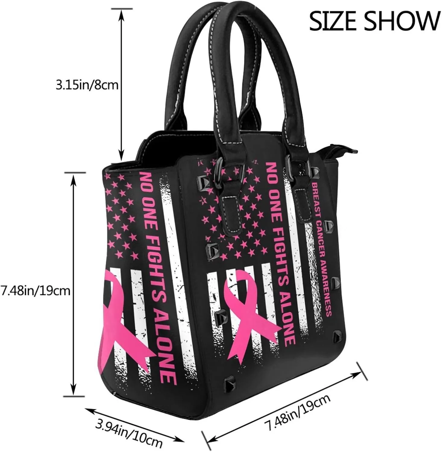 DWomen's Pu Leather Handbag Rivet Shoulder Bag Fashion Studded Top Handle Satchel Crossbody Tote Bag Punk Bag Purse