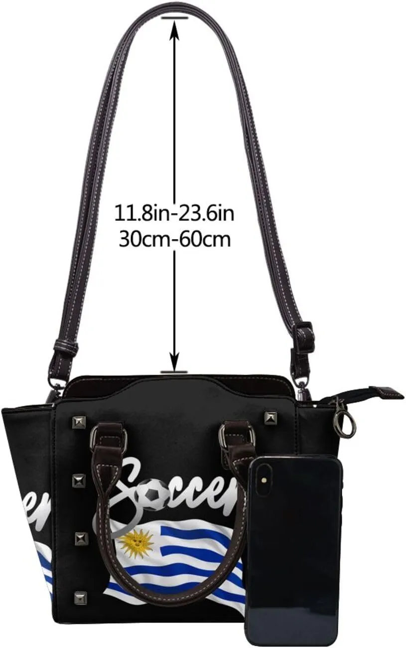 DWomen's Pu Leather Handbag Rivet Shoulder Bag Fashion Studded Top Handle Satchel Crossbody Tote Bag Punk Bag Purse