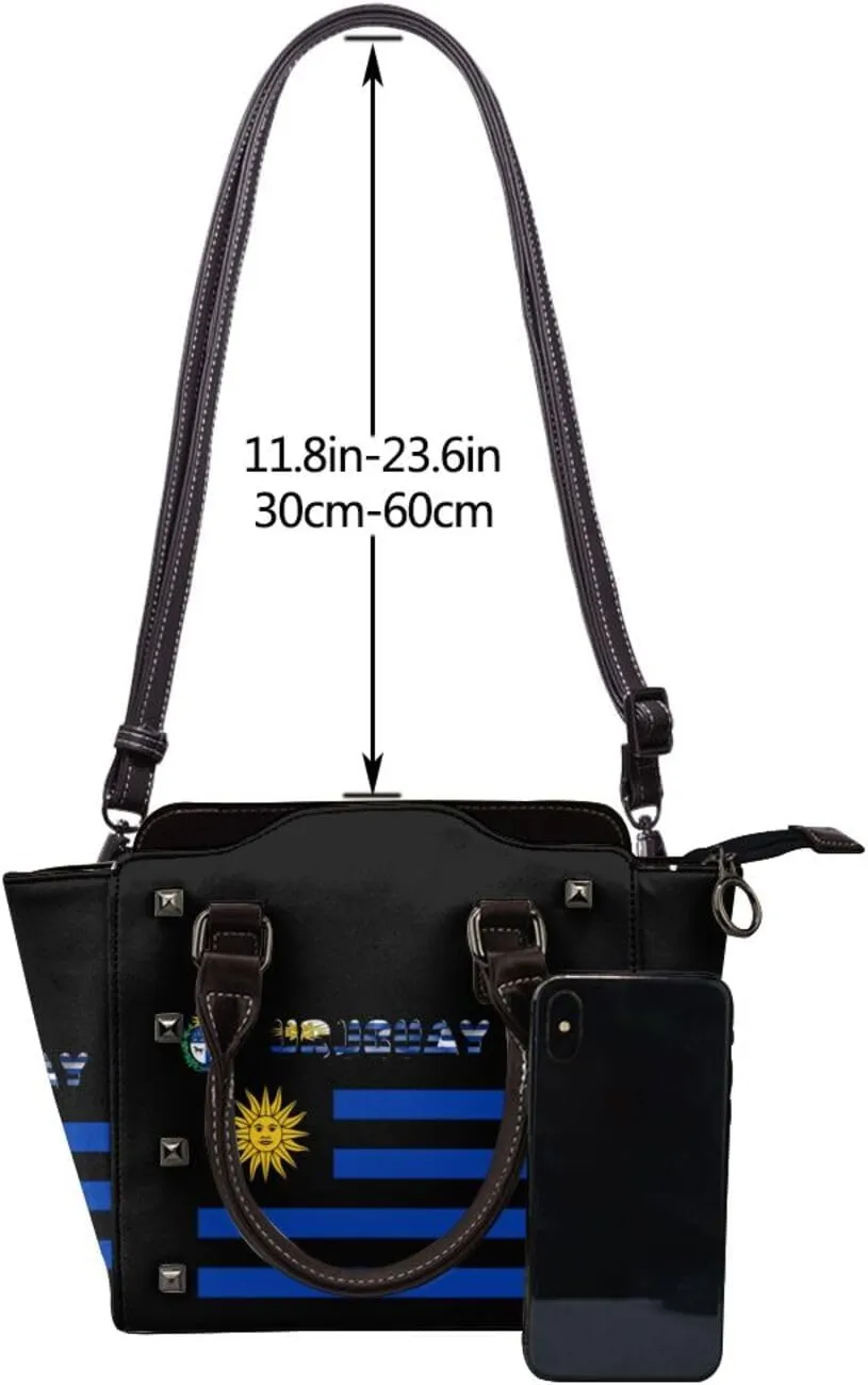 DWomen's Pu Leather Handbag Rivet Shoulder Bag Fashion Studded Top Handle Satchel Crossbody Tote Bag Punk Bag Purse