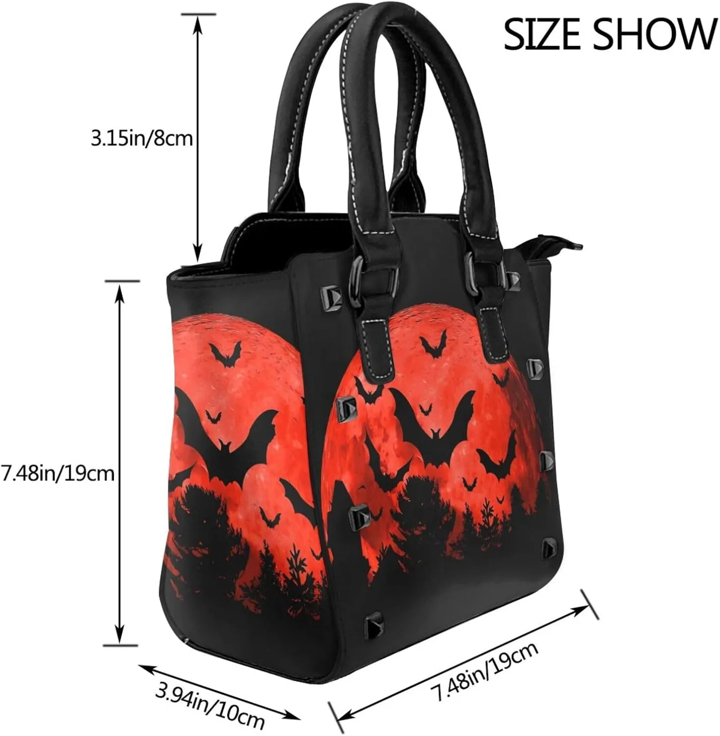 DWomen's Pu Leather Handbag Rivet Shoulder Bag Fashion Studded Top Handle Satchel Crossbody Tote Bag Punk Bag Purse