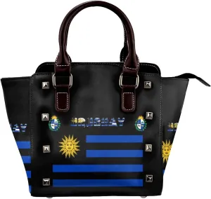 DWomen's Pu Leather Handbag Rivet Shoulder Bag Fashion Studded Top Handle Satchel Crossbody Tote Bag Punk Bag Purse