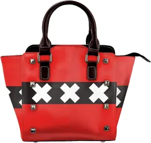 DWomen's Pu Leather Handbag Rivet Shoulder Bag Fashion Studded Top Handle Satchel Crossbody Tote Bag Punk Bag Purse