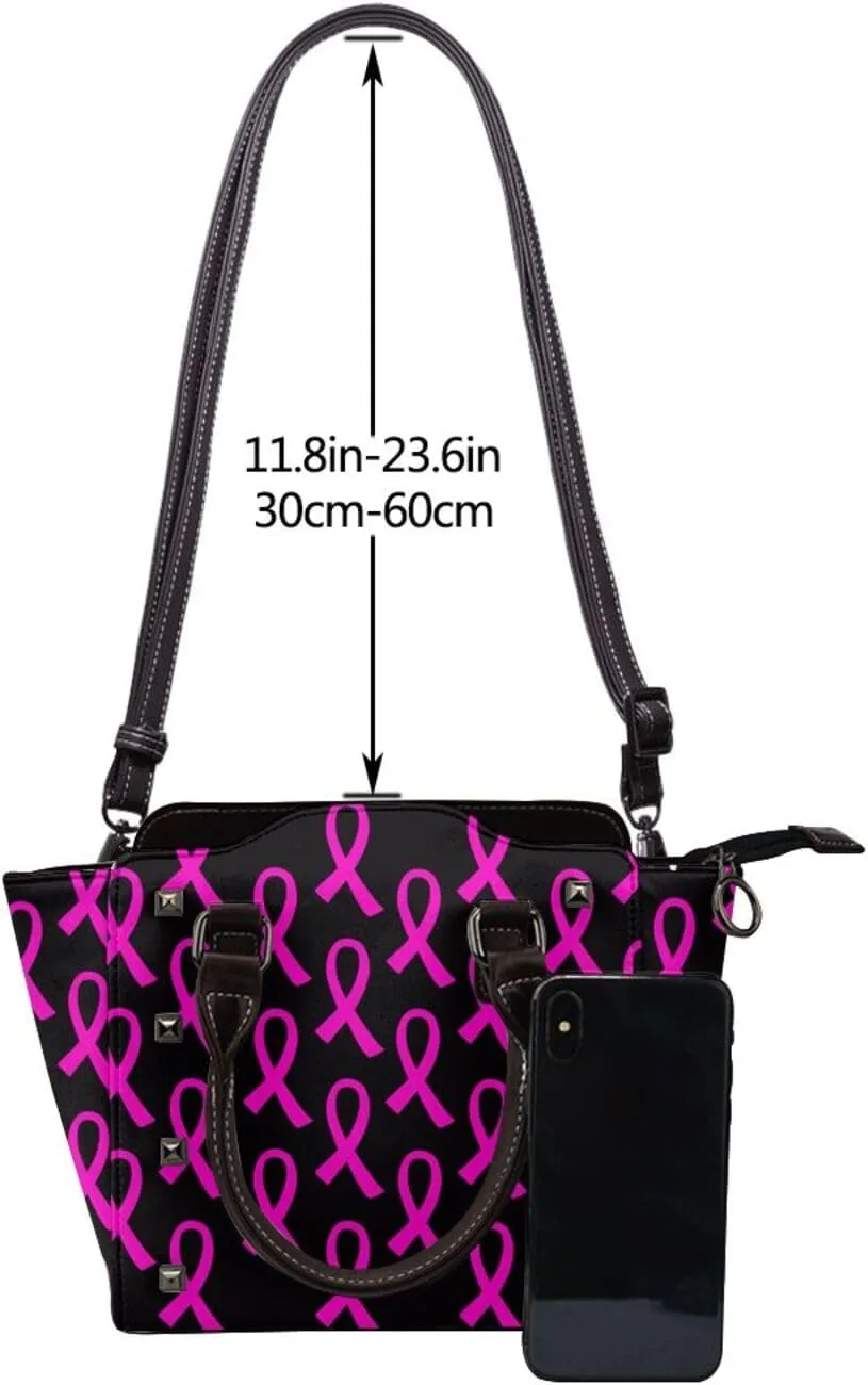 DWomen's Pu Leather Handbag Rivet Shoulder Bag Fashion Studded Top Handle Satchel Crossbody Tote Bag Punk Bag Purse