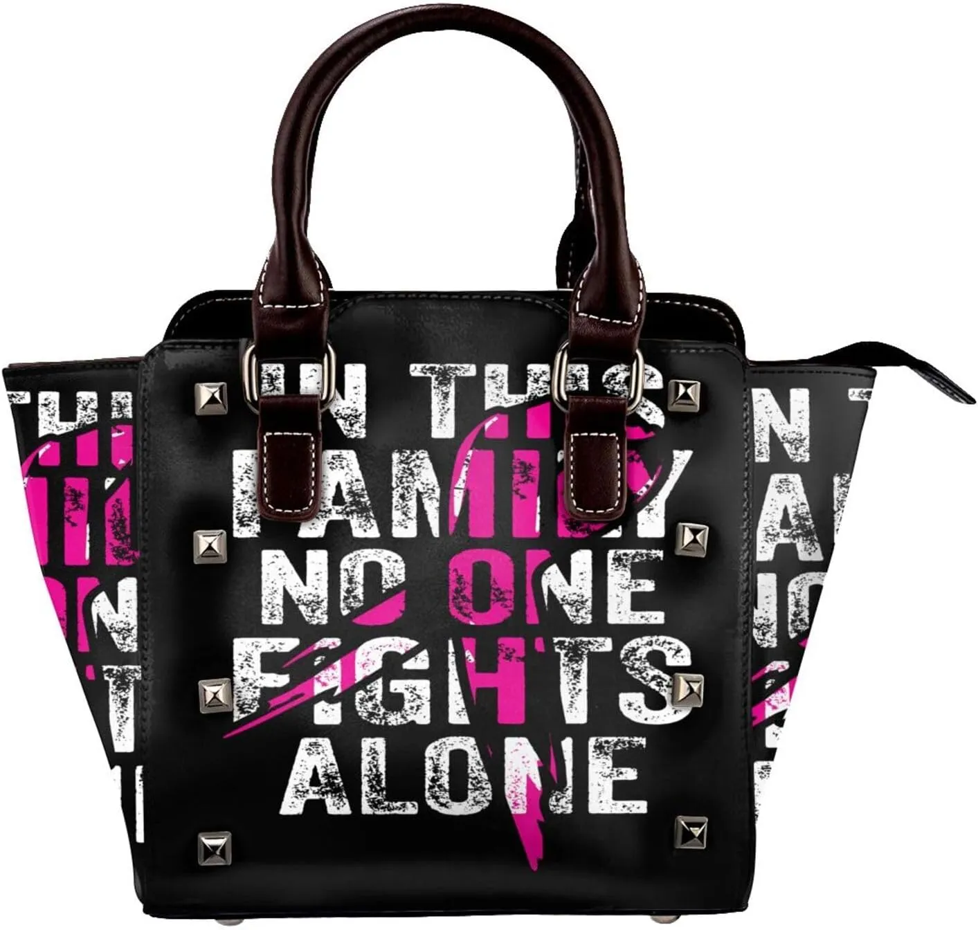 DWomen's Pu Leather Handbag Rivet Shoulder Bag Fashion Studded Top Handle Satchel Crossbody Tote Bag Punk Bag Purse