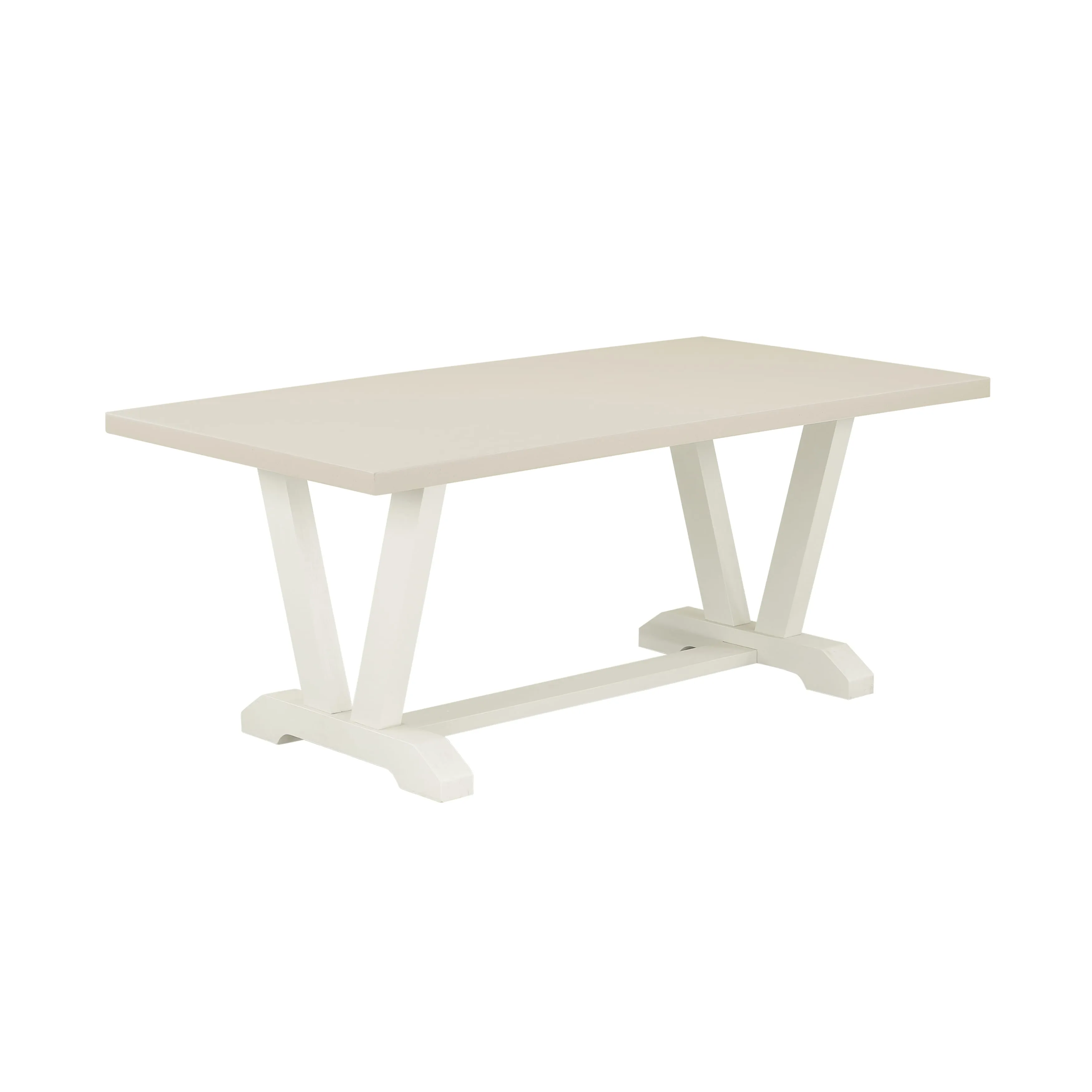 East West Furniture V027MZ001-9 9 Piece Modern Dining Table Set Includes a Rectangle Wooden Table with V-Legs and 8 Cream Linen Fabric Parsons Dining Chairs