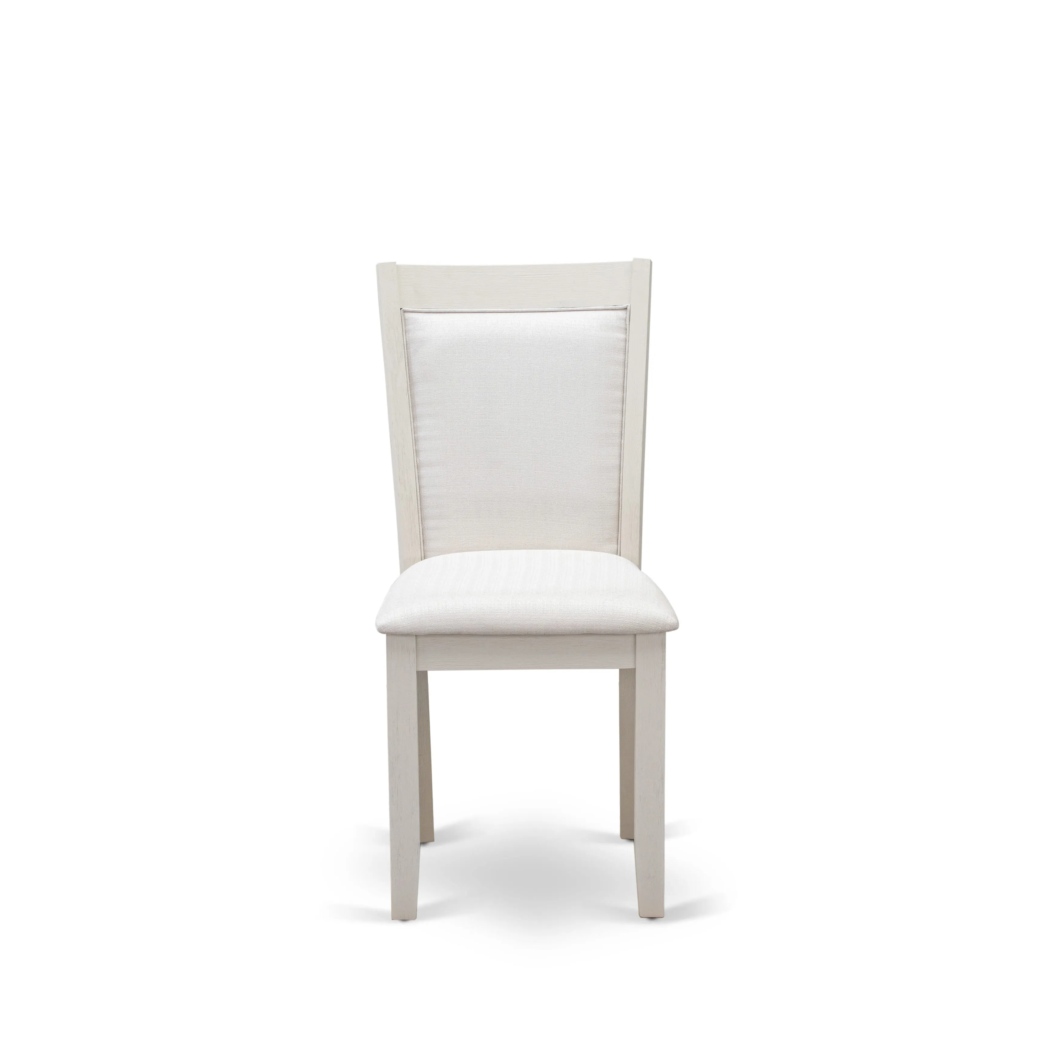East West Furniture V027MZ001-9 9 Piece Modern Dining Table Set Includes a Rectangle Wooden Table with V-Legs and 8 Cream Linen Fabric Parsons Dining Chairs