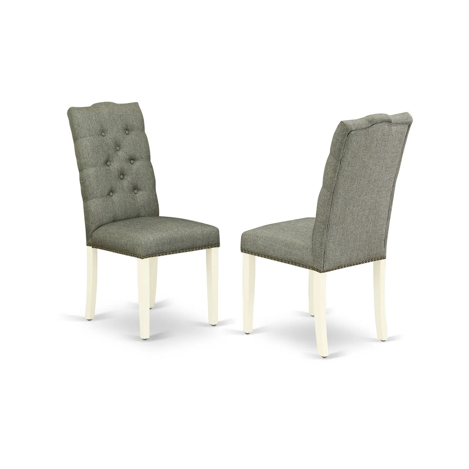 East West Furniture V077EL207-5 5 Piece Dinette Set for 4 Includes a Rectangle Dining Room Table with V-Legs and 4 Gray Linen Fabric Upholstered Parson Chairs, 40x72 Inch, Multi-Color