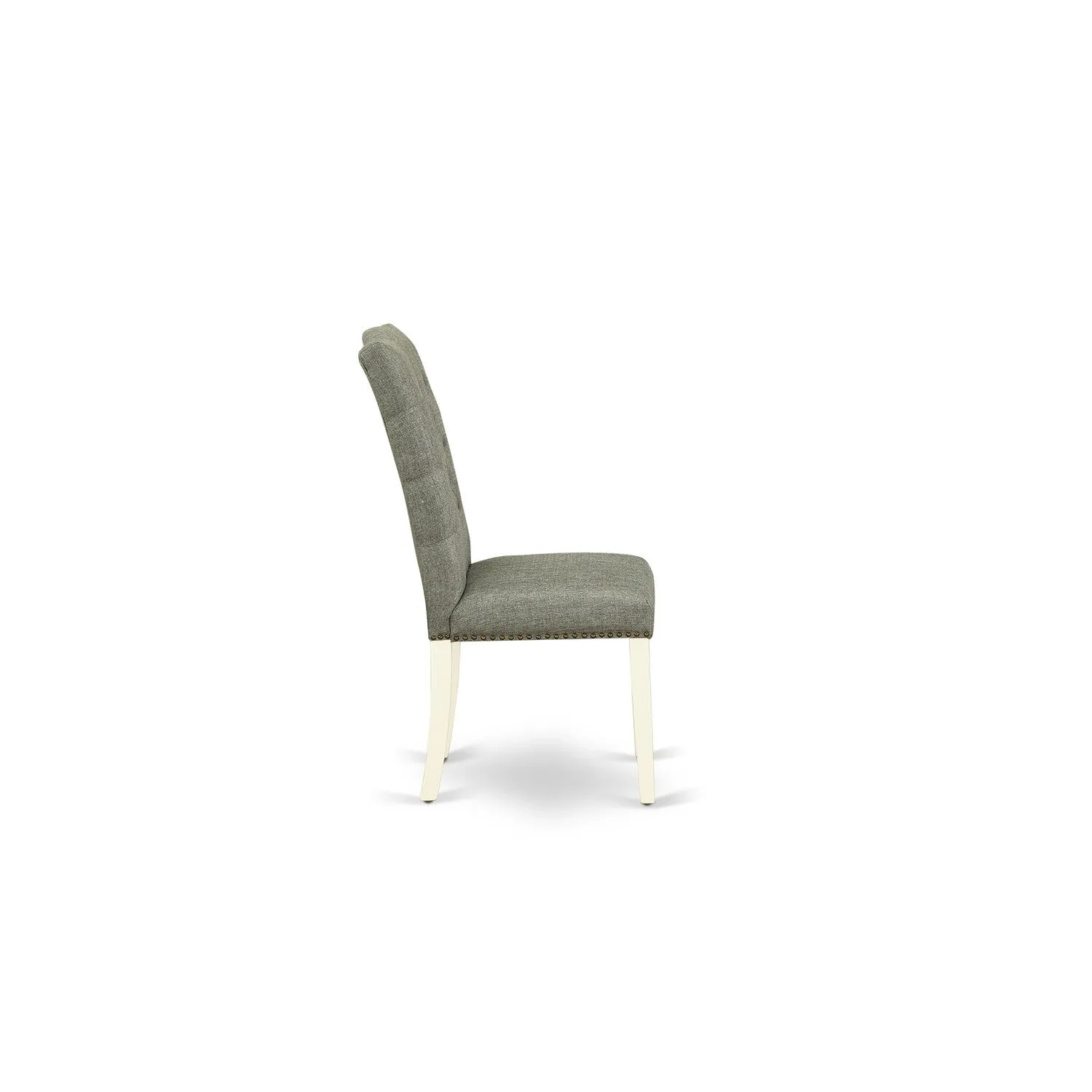 East West Furniture V077EL207-5 5 Piece Dinette Set for 4 Includes a Rectangle Dining Room Table with V-Legs and 4 Gray Linen Fabric Upholstered Parson Chairs, 40x72 Inch, Multi-Color