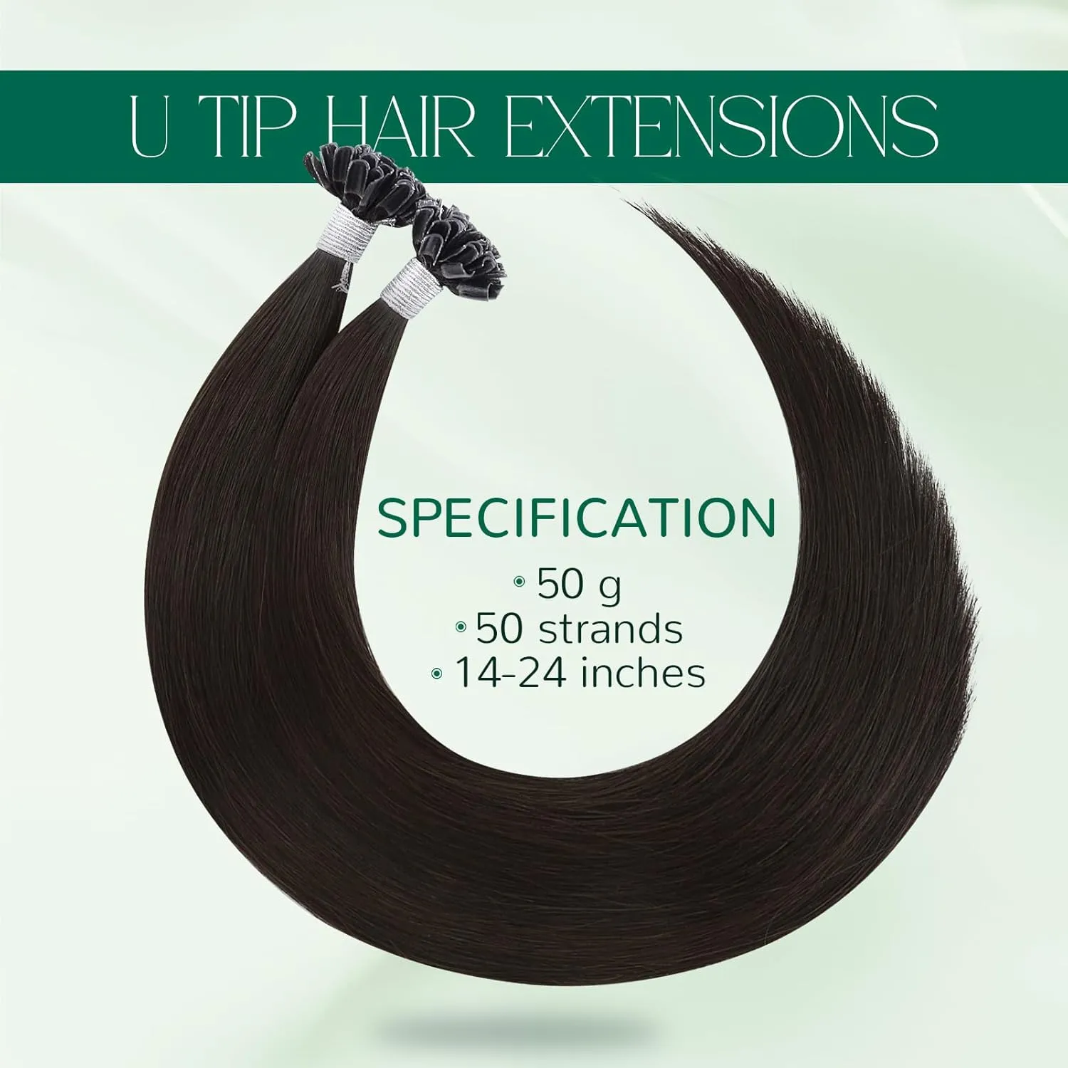Easyouth U Tip Hair Extensions Brown Keratin Tip Hair Extensions Real Human Hair Darkest Brown Keratin Hair Extension Human Hair with Natural Texture 18Inch 50G 1G/S