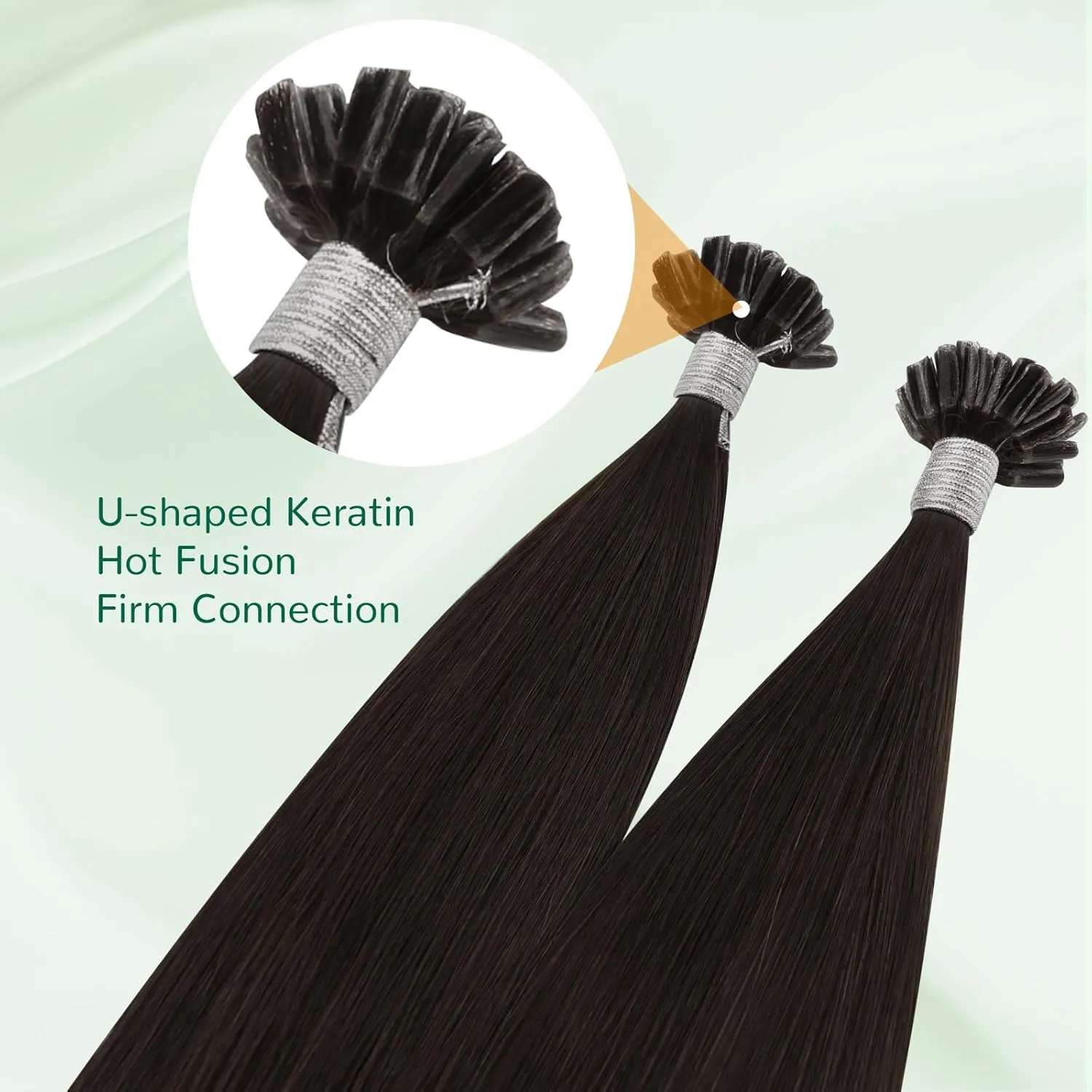 Easyouth U Tip Hair Extensions Brown Keratin Tip Hair Extensions Real Human Hair Darkest Brown Keratin Hair Extension Human Hair with Natural Texture 18Inch 50G 1G/S