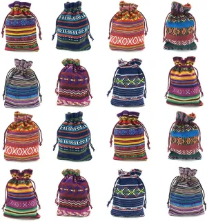 EAVOQLB Linen bags of national wind Coarse linen bags with drawstring-burlap bags jewelry handbags for wedding cans parties DIY crafts and Christmas (16 pieces)