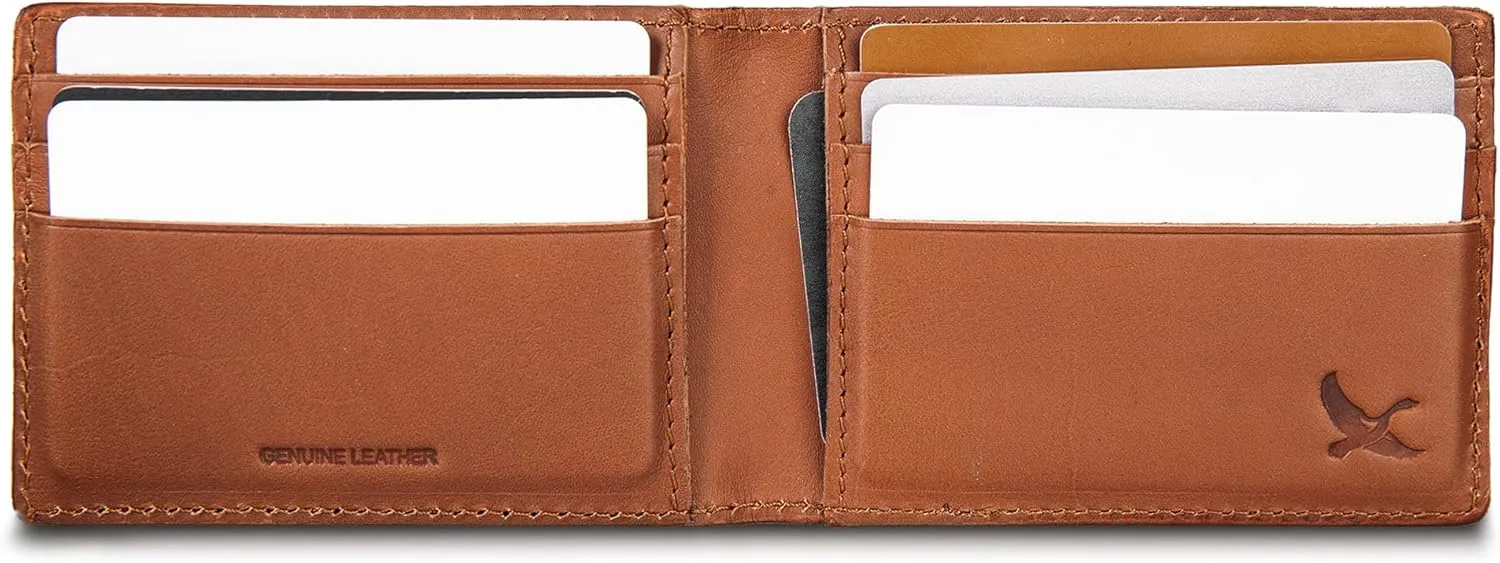 Eddie Bauer Men Signature Leather Money Clip Card Case Wallet
