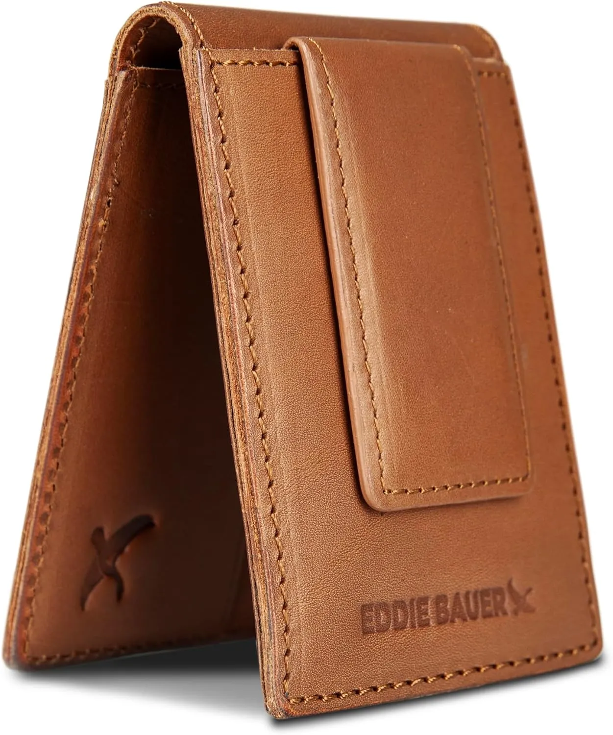 Eddie Bauer Men Signature Leather Money Clip Card Case Wallet