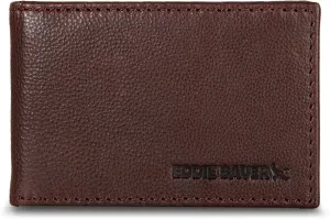 Eddie Bauer Men Signature Leather Money Clip Card Case Wallet