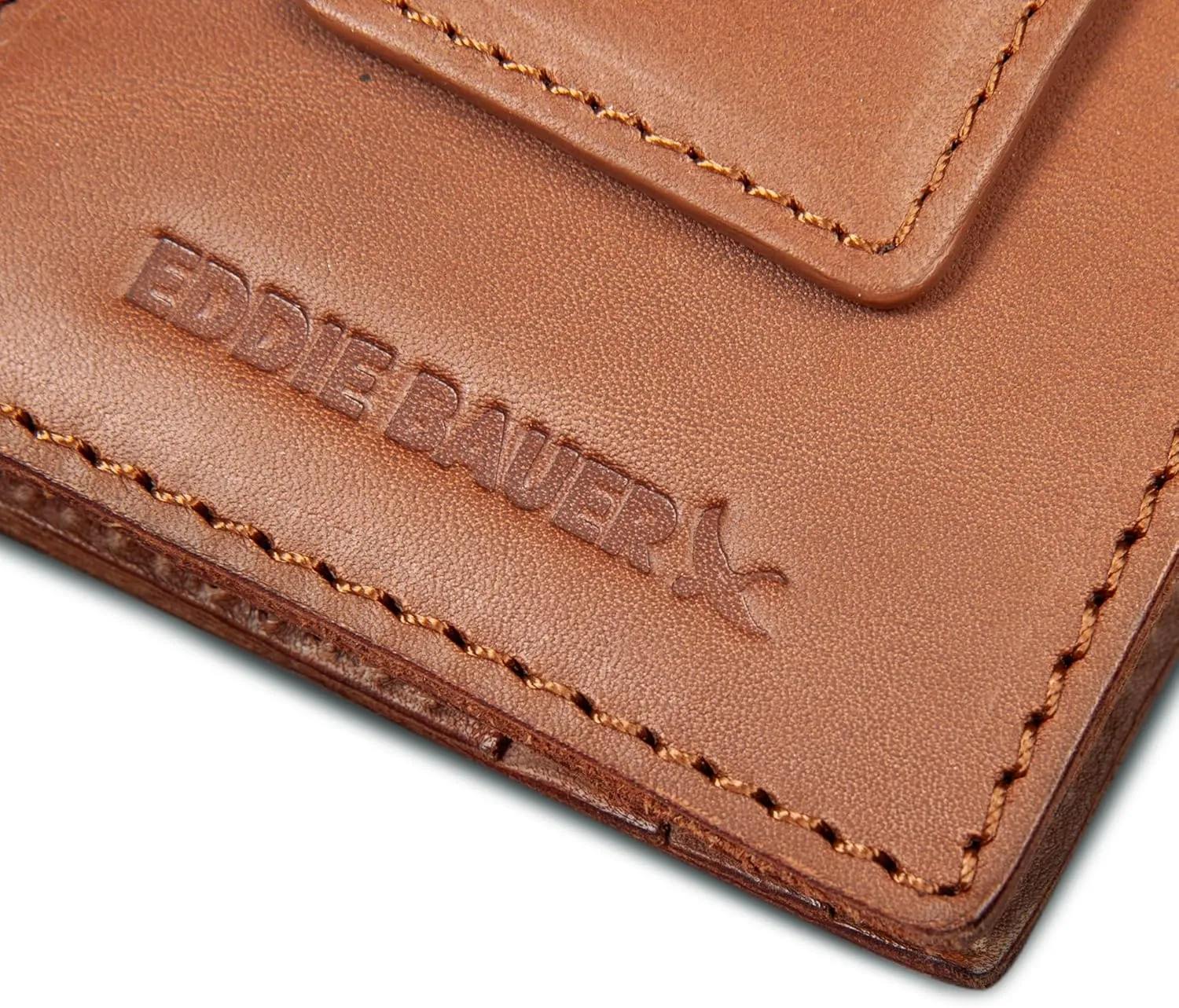 Eddie Bauer Men Signature Leather Money Clip Card Case Wallet