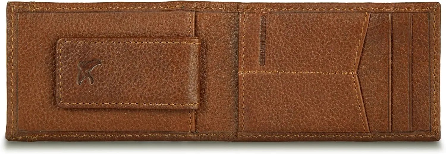 Eddie Bauer Men Signature Leather Money Clip Card Case Wallet
