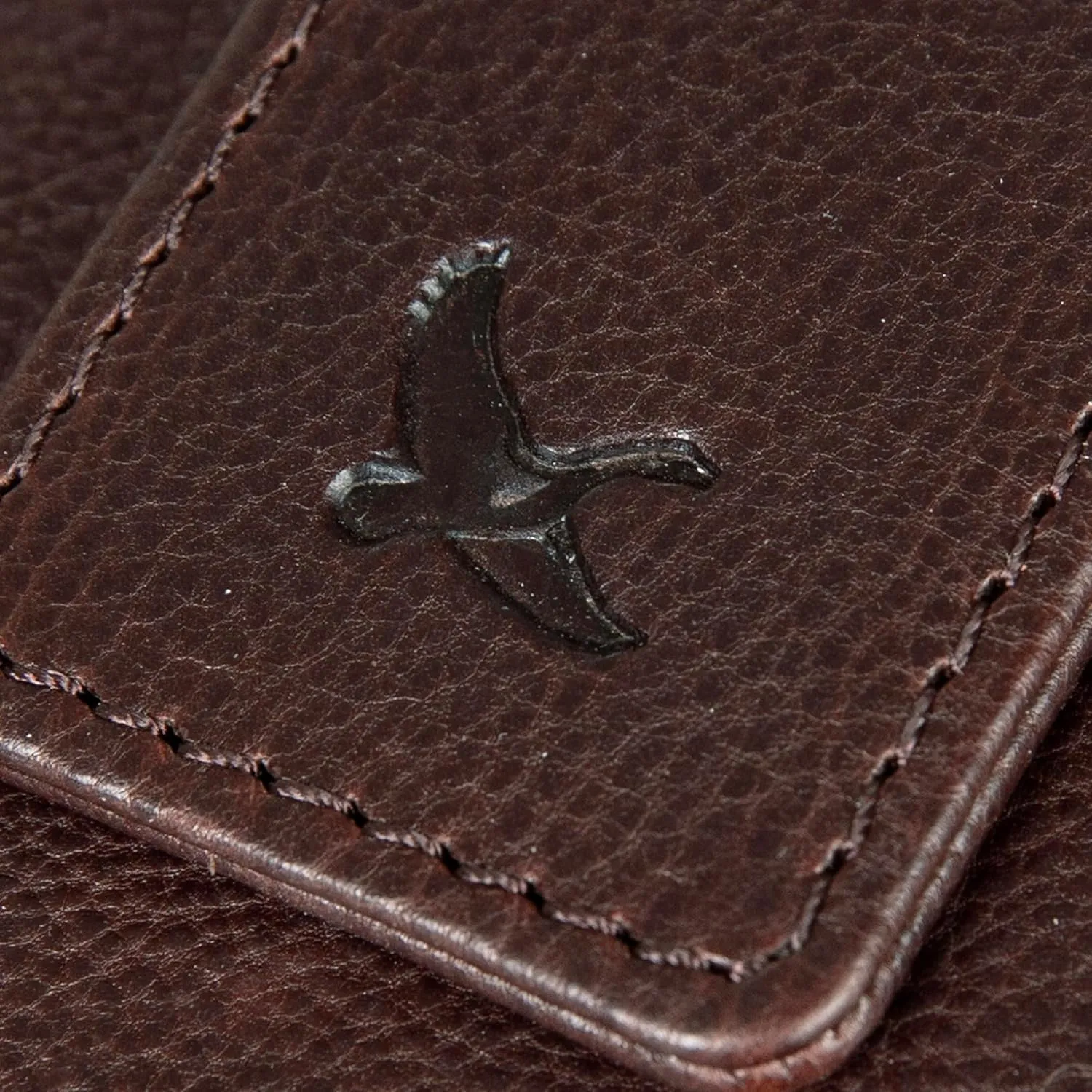 Eddie Bauer Men Signature Leather Money Clip Card Case Wallet