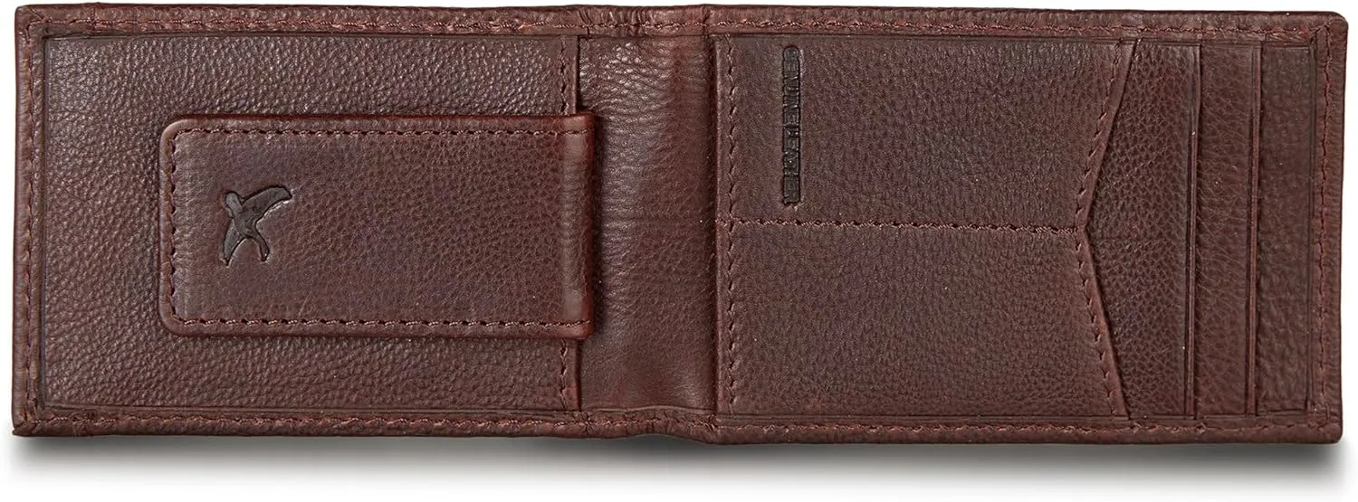 Eddie Bauer Men Signature Leather Money Clip Card Case Wallet