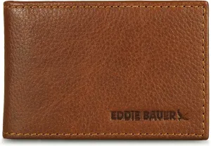 Eddie Bauer Men Signature Leather Money Clip Card Case Wallet