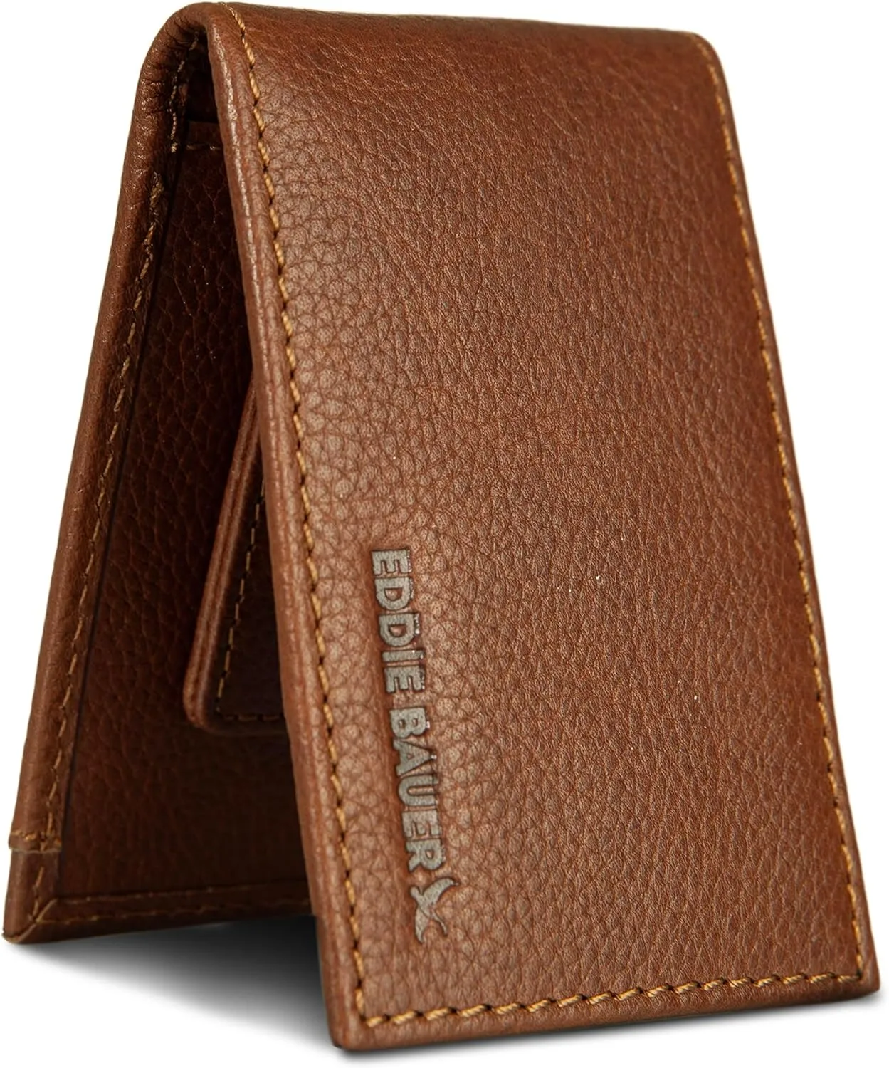 Eddie Bauer Men Signature Leather Money Clip Card Case Wallet