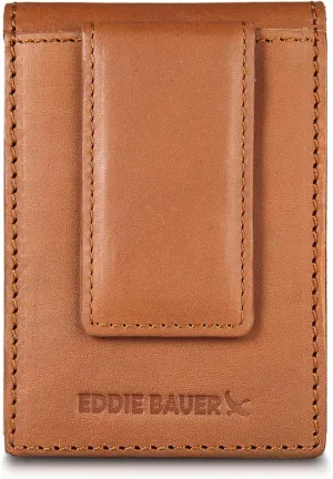 Eddie Bauer Men Signature Leather Money Clip Card Case Wallet