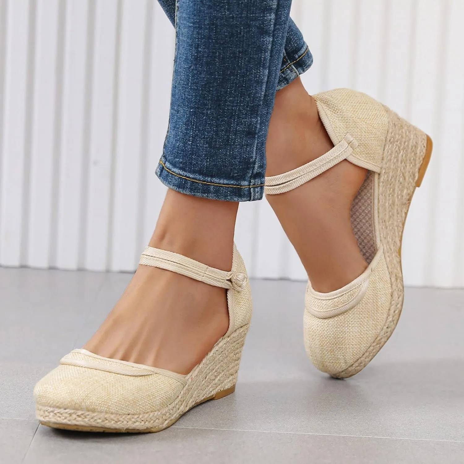 Eduavar Sandals for Women Dressy, Orthopedic Sandals for Women Comfy Espadrille Wedge Platform Sandal Close Toe Shoes