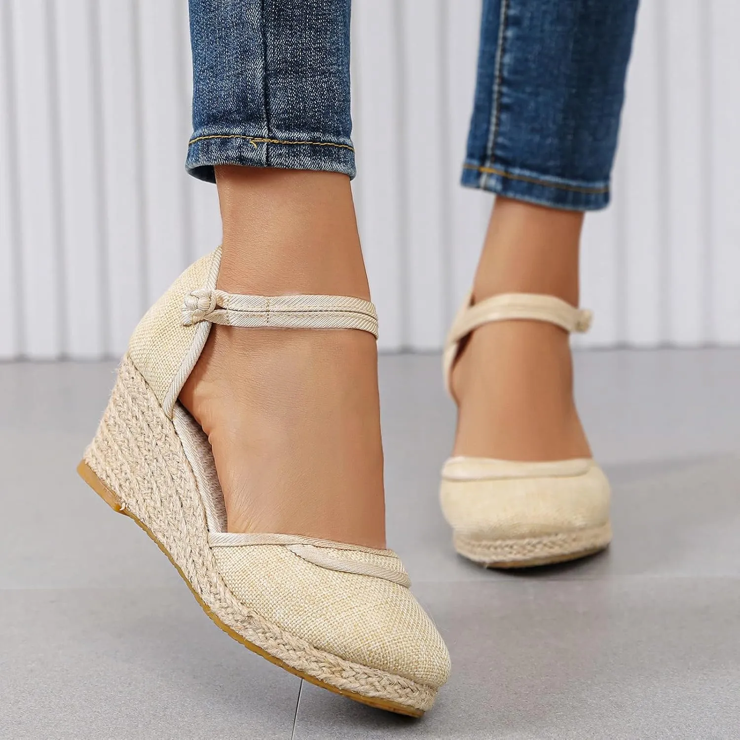 Eduavar Sandals for Women Dressy, Orthopedic Sandals for Women Comfy Espadrille Wedge Platform Sandal Close Toe Shoes