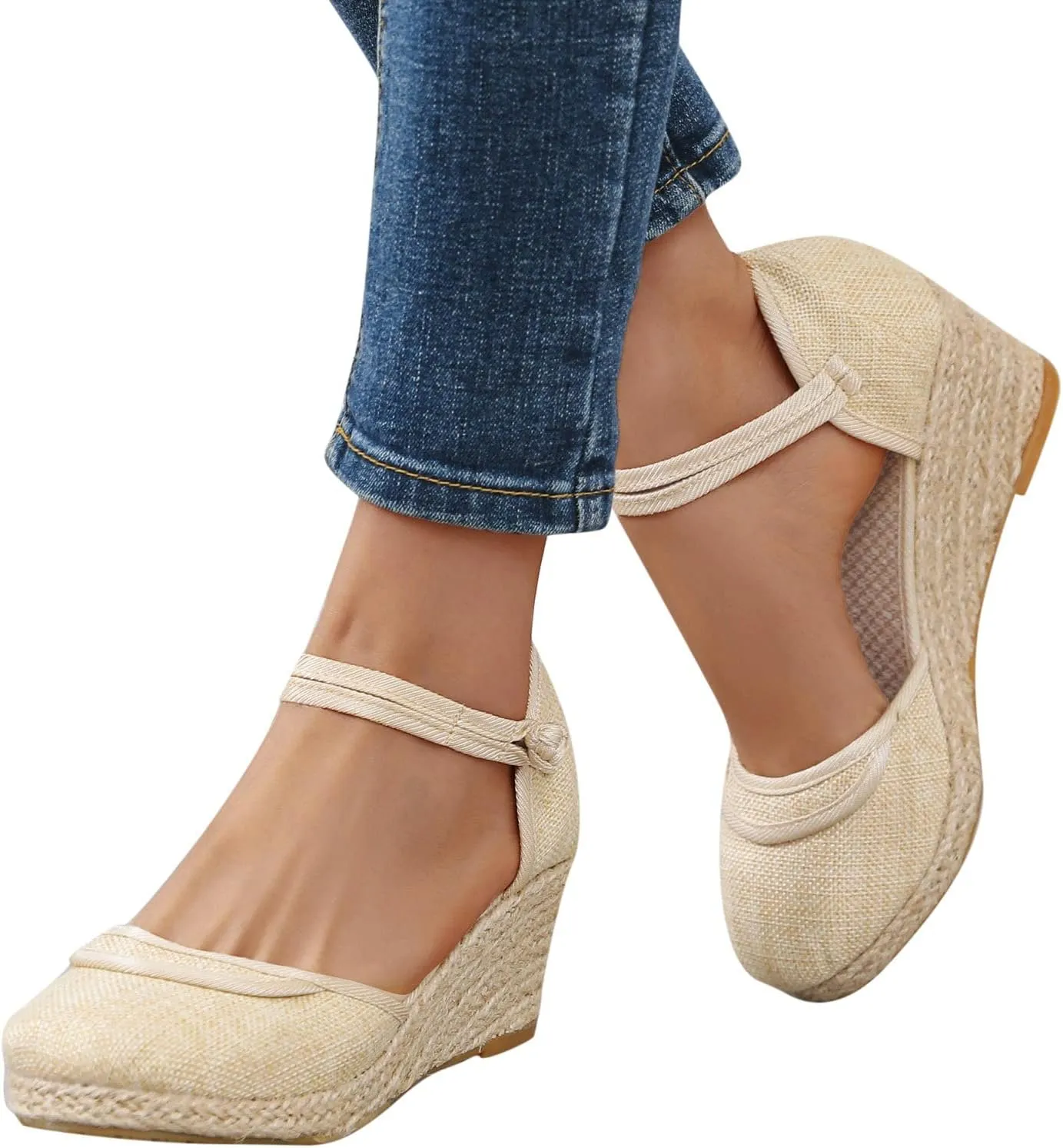 Eduavar Sandals for Women Dressy, Orthopedic Sandals for Women Comfy Espadrille Wedge Platform Sandal Close Toe Shoes