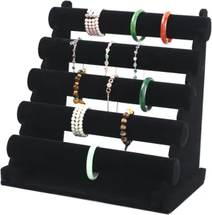 EEUK 5 Layer Detachable Bracelet Holder, Jewelry Bracelet Watch Display Rack Holder Stand Velvet Holder Organizer for Necklace for Necklace, Chains, Bracelets, Watches, Headphones(Color:Black)