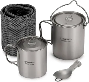Ejoyous Camping Cups, Ultra Light 750ml Tita - nium Pot Portable Water Mug with Lid and Foldable Handle, Outdoor Camping Water Rice Food Bowl Cup Mug for Backpacking (750ML Pot &