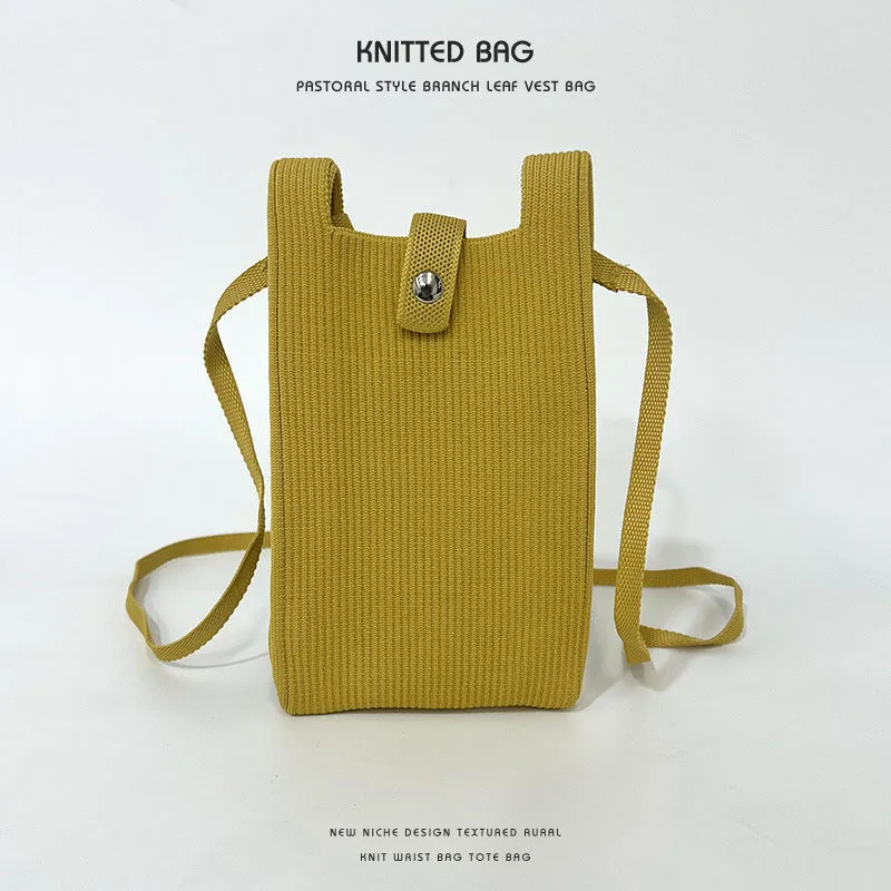 Elegant Solid Color Niche Knitted Korean Phone Bags