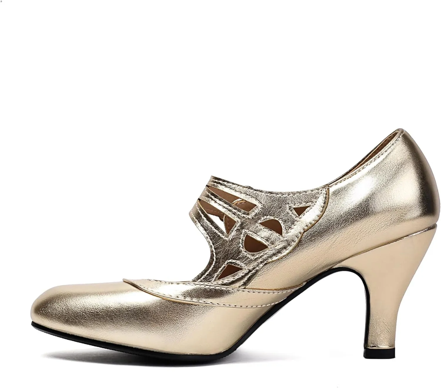 Elerhythm Women's Mary Jane Rockability Close Round Toe Vintage 1950s Gatsby Heels Retro 1920s Victorian Pumps Shoes