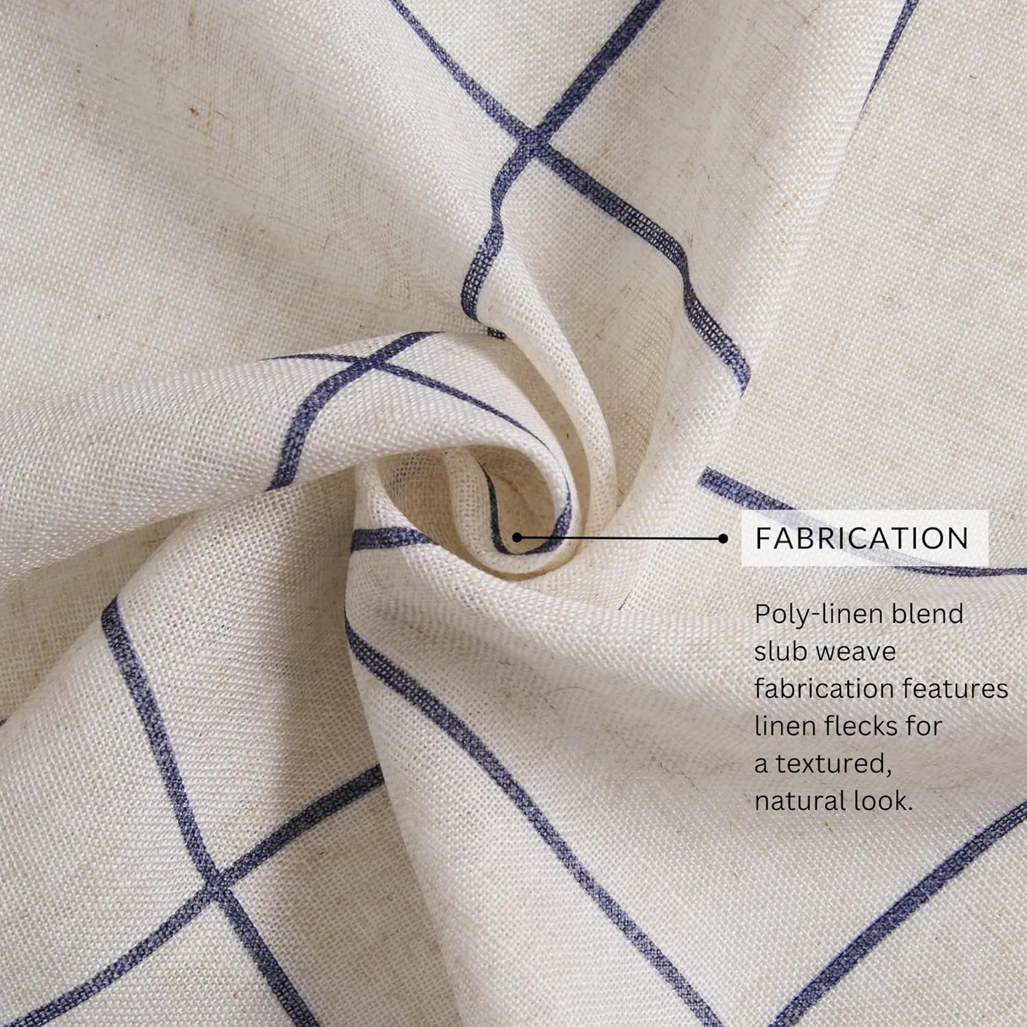 Elrene Home Fashions Brighton Windowpane Plaid Blackout Window Curtain, Living Room and Bedroom Drape with Rod Pocket Tabs, 52" x 95", Indigo, 1 Panel
