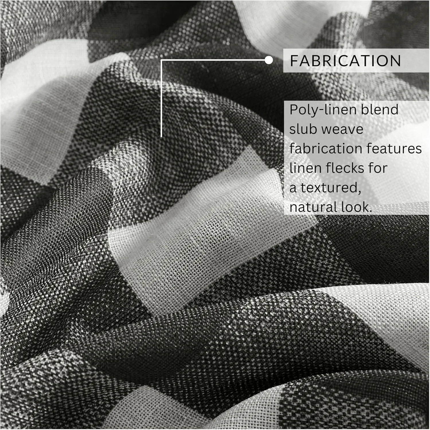 Elrene Home Fashions Farmhouse Living Grainger Buffalo-Check Blackout Window Curtain, Living Room and Bedroom Drape with Rod Pocket Tabs, 52" x 84", Black, 1 Panel