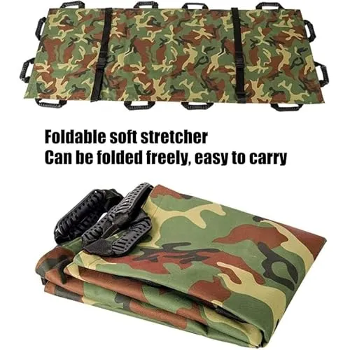Emergency Rescue Stretcher, Folding Stretcher Simple Portable Transport Unit Carrying Bag, Patient Transfer Sheet Transport Stretcher With 12 Handles For Home Emergency Work(Orange,Without shoulder st