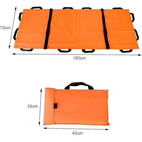 Emergency Rescue Stretcher, Folding Stretcher Simple Portable Transport Unit Carrying Bag, Patient Transfer Sheet Transport Stretcher With 12 Handles For Home Emergency Work(Orange,Without shoulder st