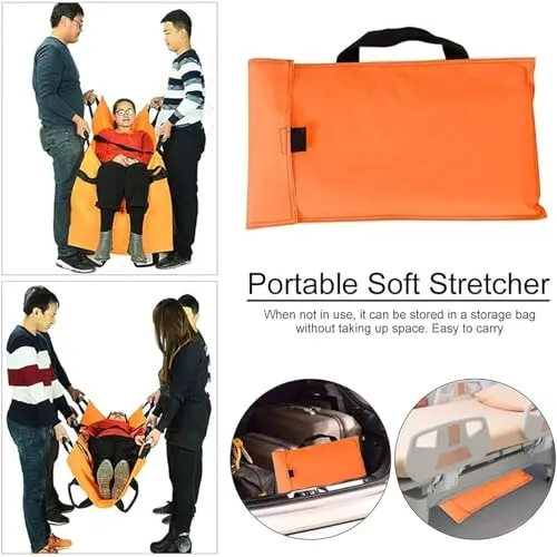 Emergency Rescue Stretcher, Folding Stretcher Simple Portable Transport Unit Carrying Bag, Patient Transfer Sheet Transport Stretcher With 12 Handles For Home Emergency Work(Orange,Without shoulder st