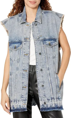 Emporio Armani Women's Sleeveless Washed Oversized Denim Jacket