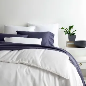 Essential Sateen White Duvet Cover, King Size, White Solid Pattern
