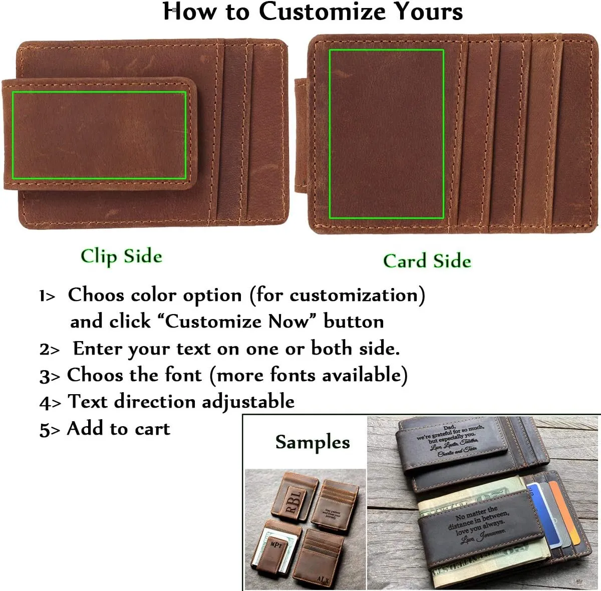 Eurynome Money Clip For Men, Personalized mens Front Pocket Wallet With Money Clip, Genuine Leather Wallets, Gift For Men (Brown 01)